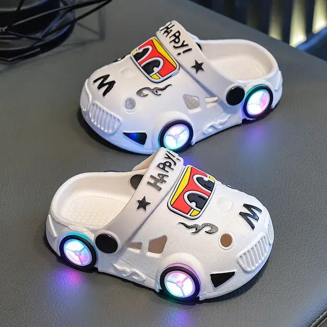 Kids Car-Shaped Slippers with Light-Up Wheel 2