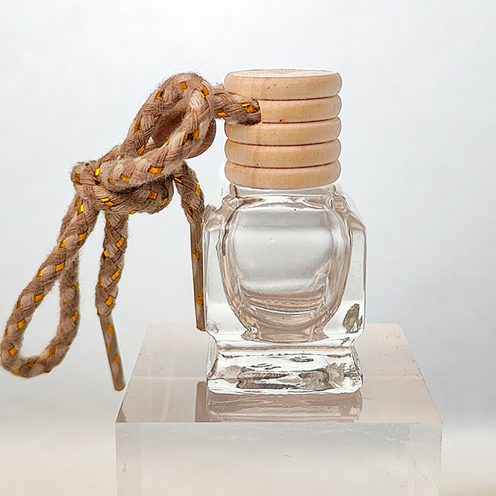 Square Wood Pendant Glass Car Bottle 2