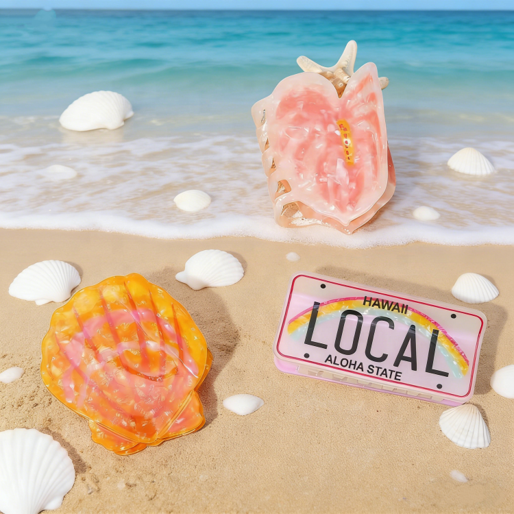 Hawaiian Flower Shell Hair Claw Clip