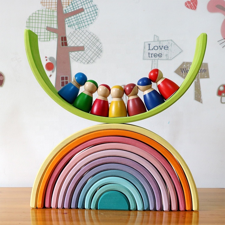 Colorful Rainbow Wooden Building Blocks 2
