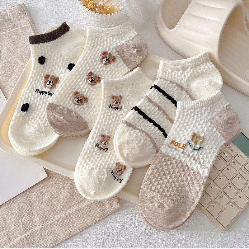 Atmungsaktive Sommer Mädchen Socken Set 4