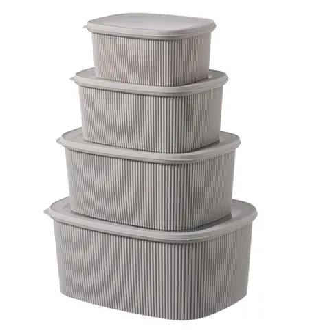 Rectangular Plastic Food Storage Containers Fridge Organizer Bins