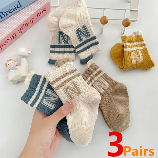 Non-Slip Cotton Baby Socks, 3 Pairs 3