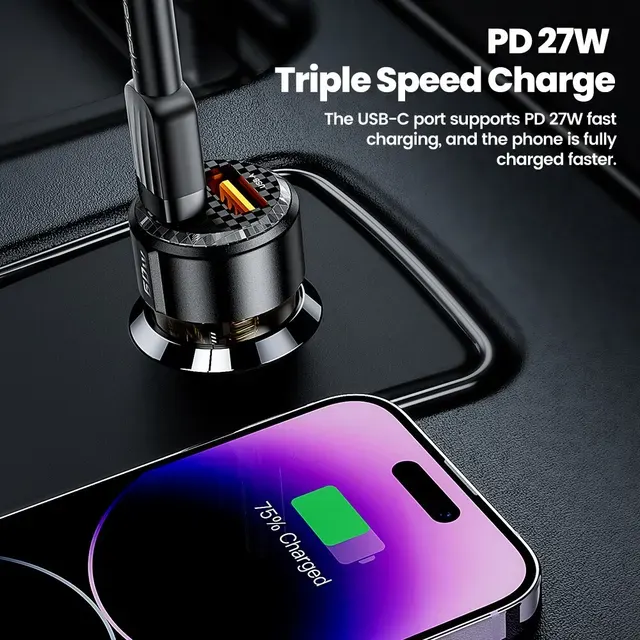 Transparent 60W Car Charger with PD Fast Charging 2