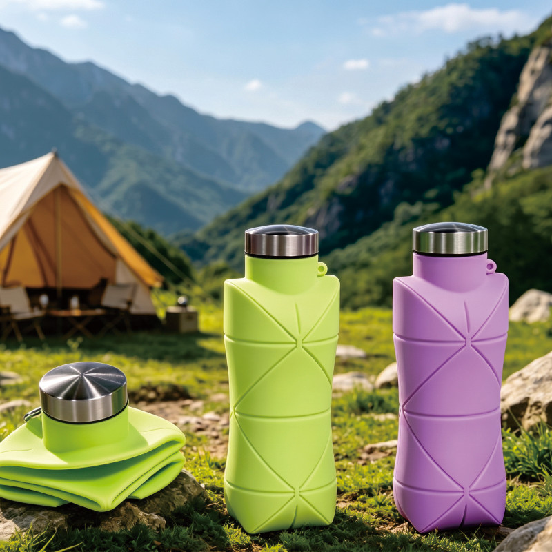 Outdoor Silicone Collapsible Water Bottles Portable Foldable Expandable 4