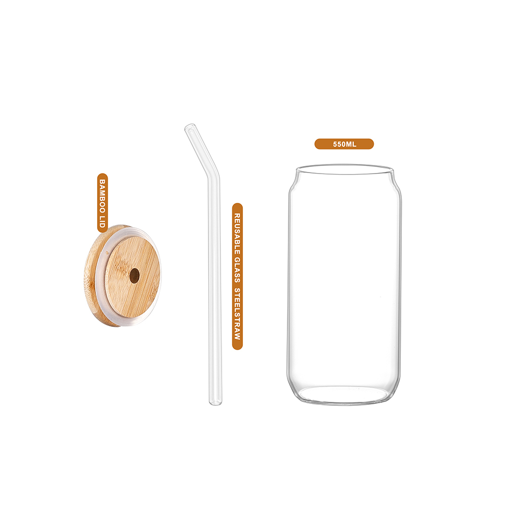Can-Shaped Borosilicate Bottle with Bamboo Lid 4