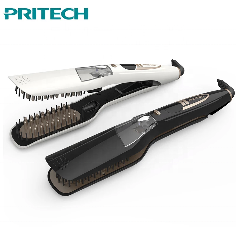 PRITECH Temperature Control Steam Hair Straightener Brush With