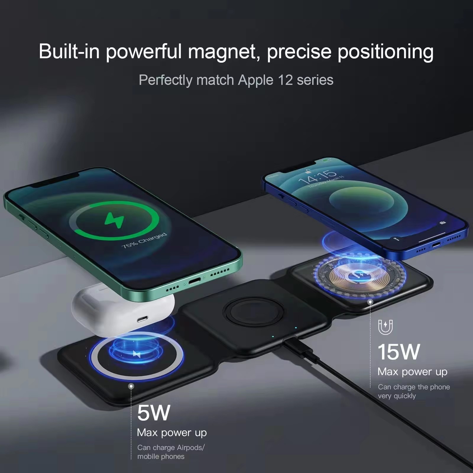 15W Magnetic Station for Phone and Earbuds 3