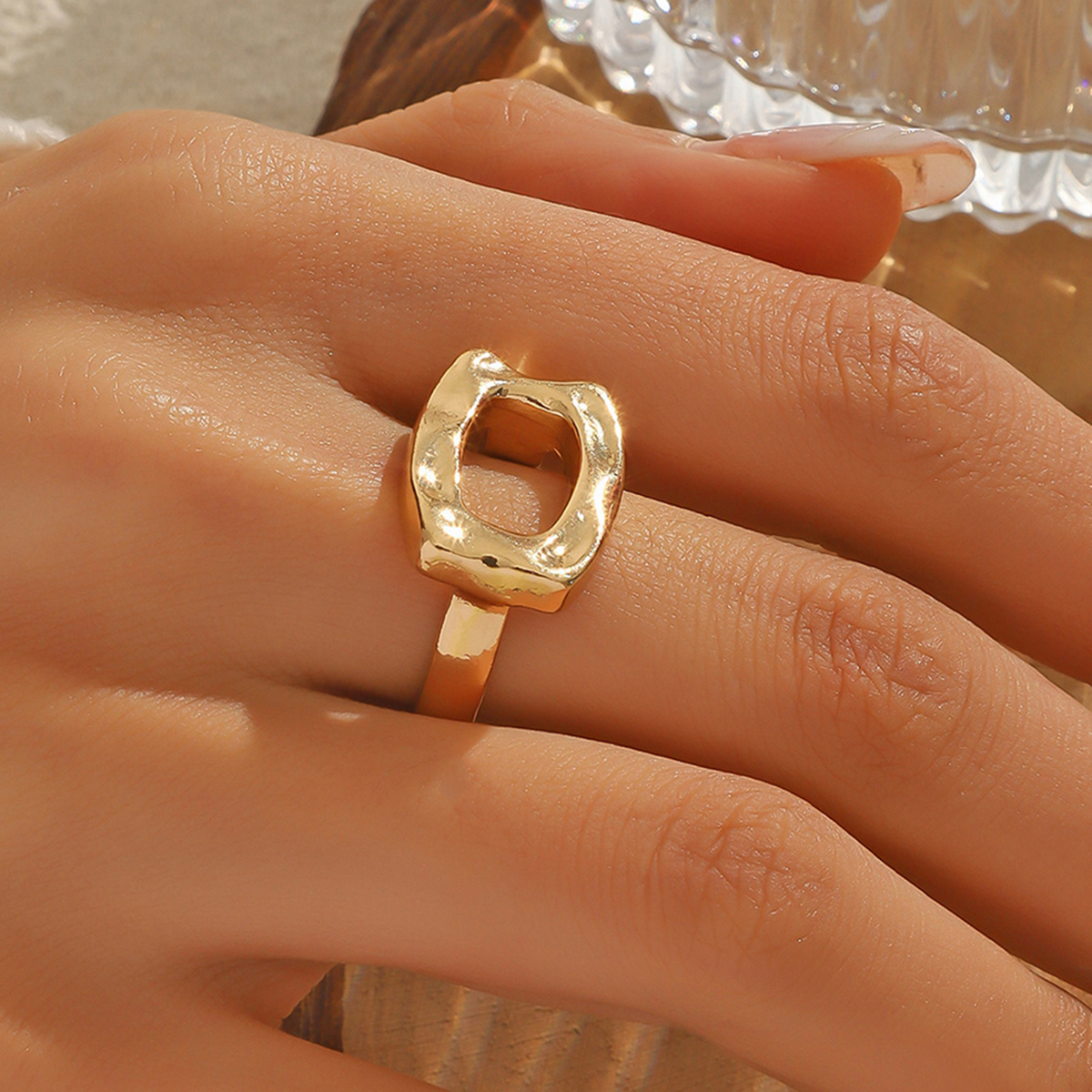 Minimalistischer Geometrischer Ring Metallic