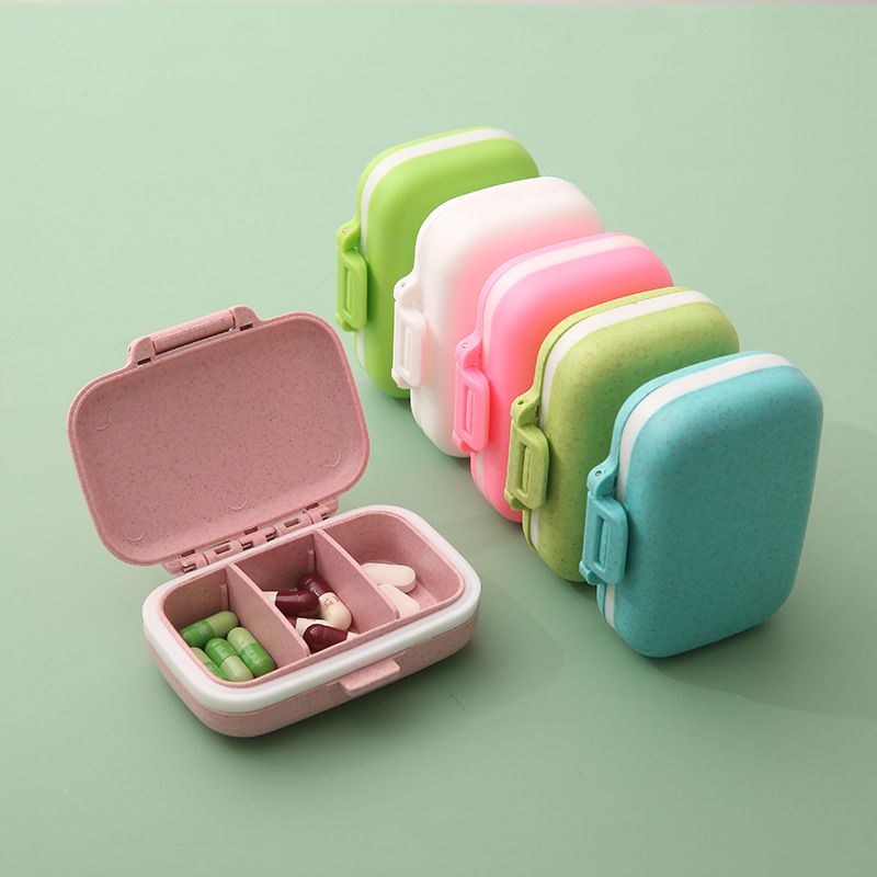 Wheat Straw Pill Organizer with 3 Compartments