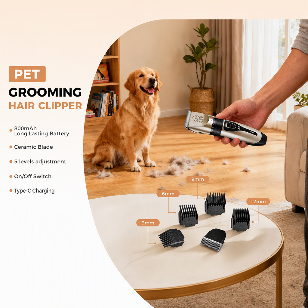 Low Noise USB-C Rechargeable Electric Dog Grooming Machine 2