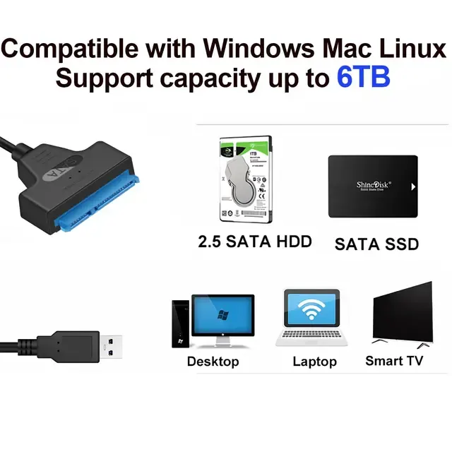LccKaa SATA zu USB 3.0 2.0 Typ-C-Kabel für 3