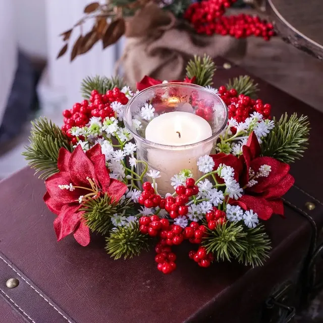 Weihnachtskranz mit Kerzenhalter 4