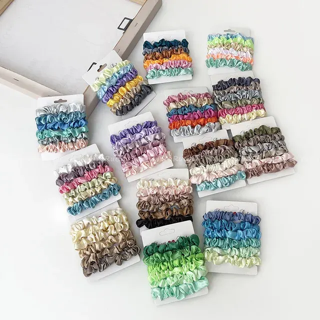 Minimalistisches Satin-Scrunchie-Set, 6 Stück 1