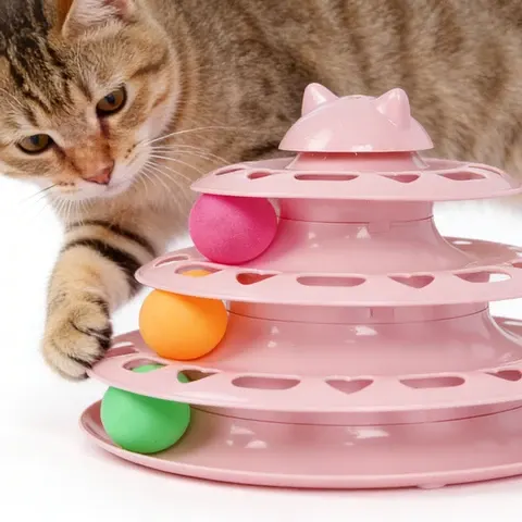 Plastic Round Cat Interactive Toy