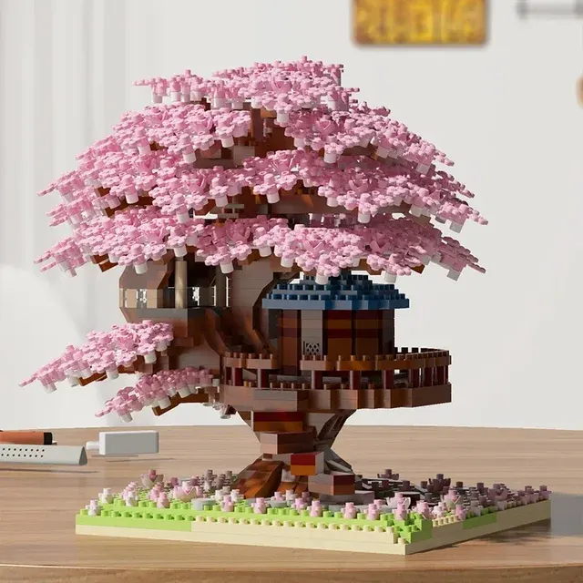 Cherry Blossom Tree Block Set with Light 3