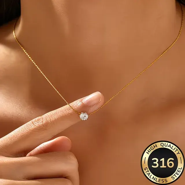 Gold-Plated Dainty Zircon Necklace 2