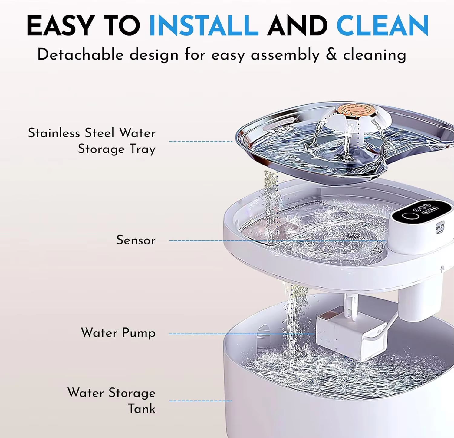 2.6L Fountain Ultra-Quiet Oz Stainless Steel Automatic Cat 3