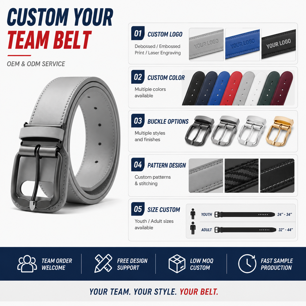 Adjustable Vegan Leather Baseball Belt 3