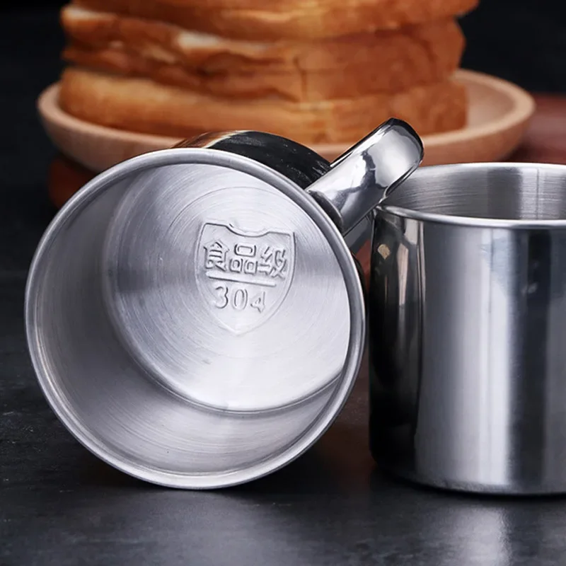 Edelstahl Tasse Tragbare Kaffee Camping Reise Becher Metall 3