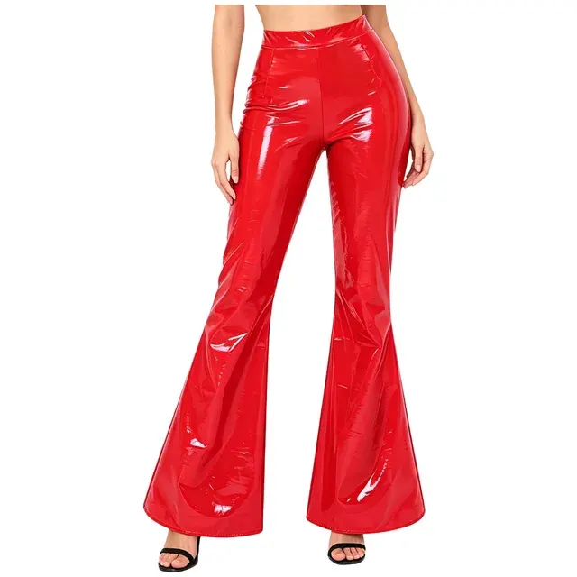 Faux Leather Bell-Bottom Pants 2