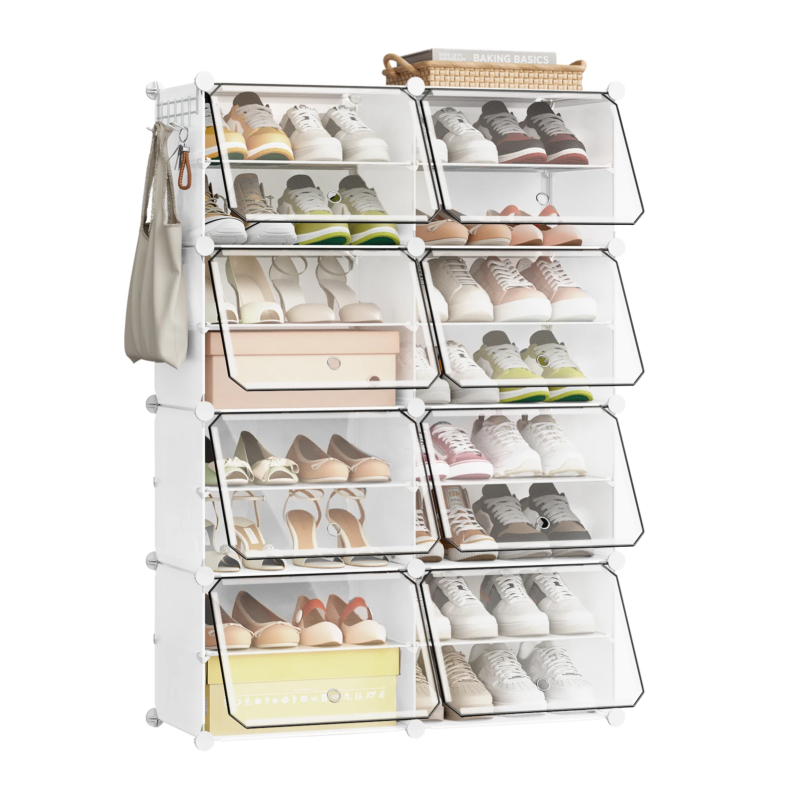 WOLTU Faltbarer Modularer DIY-Schuhschrank Transparenter PP Stapelbarer Schuhwürfel-Aufbewahrungsorganizer 2
