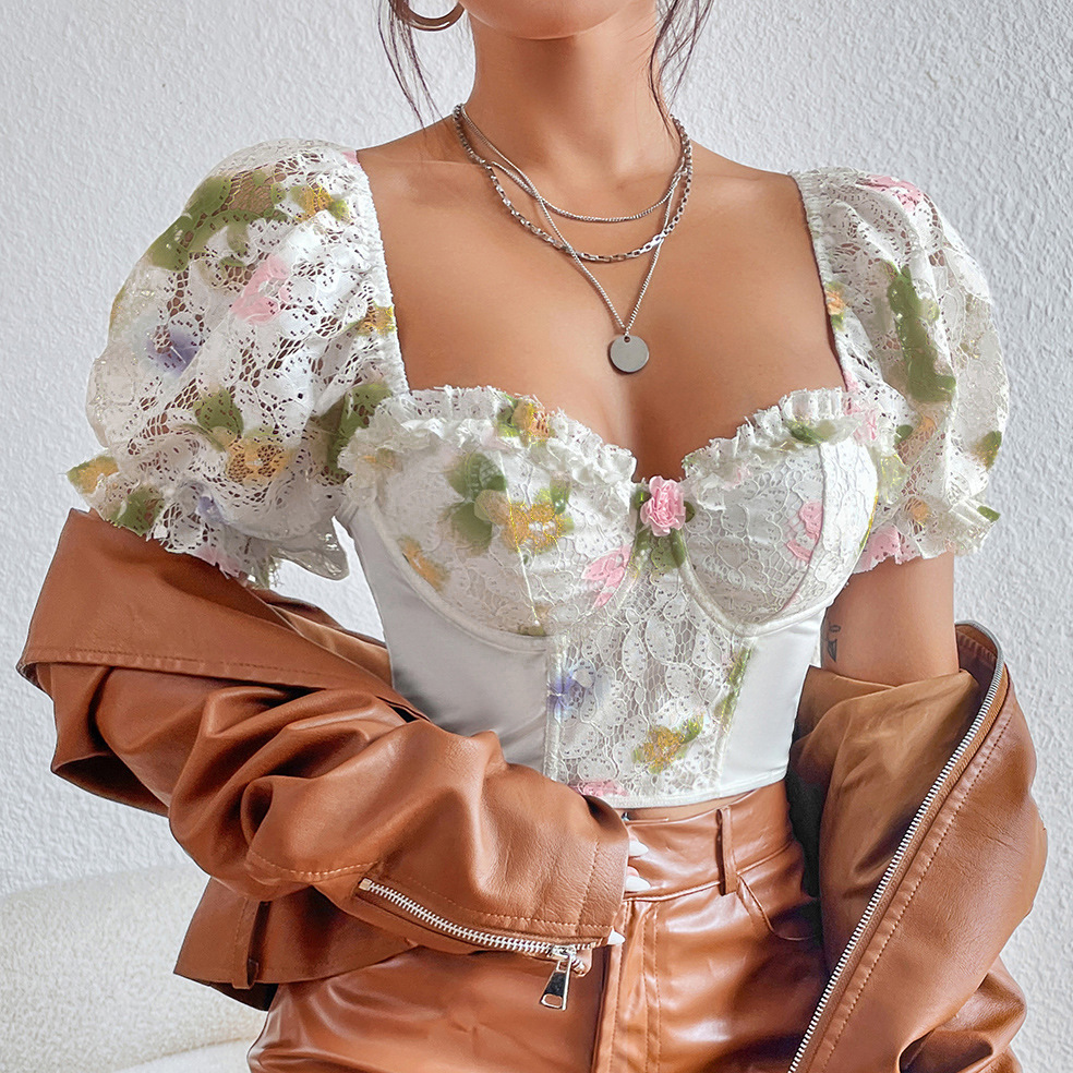 Sexy Street Backless Girl Puff Sleeve T-shirt