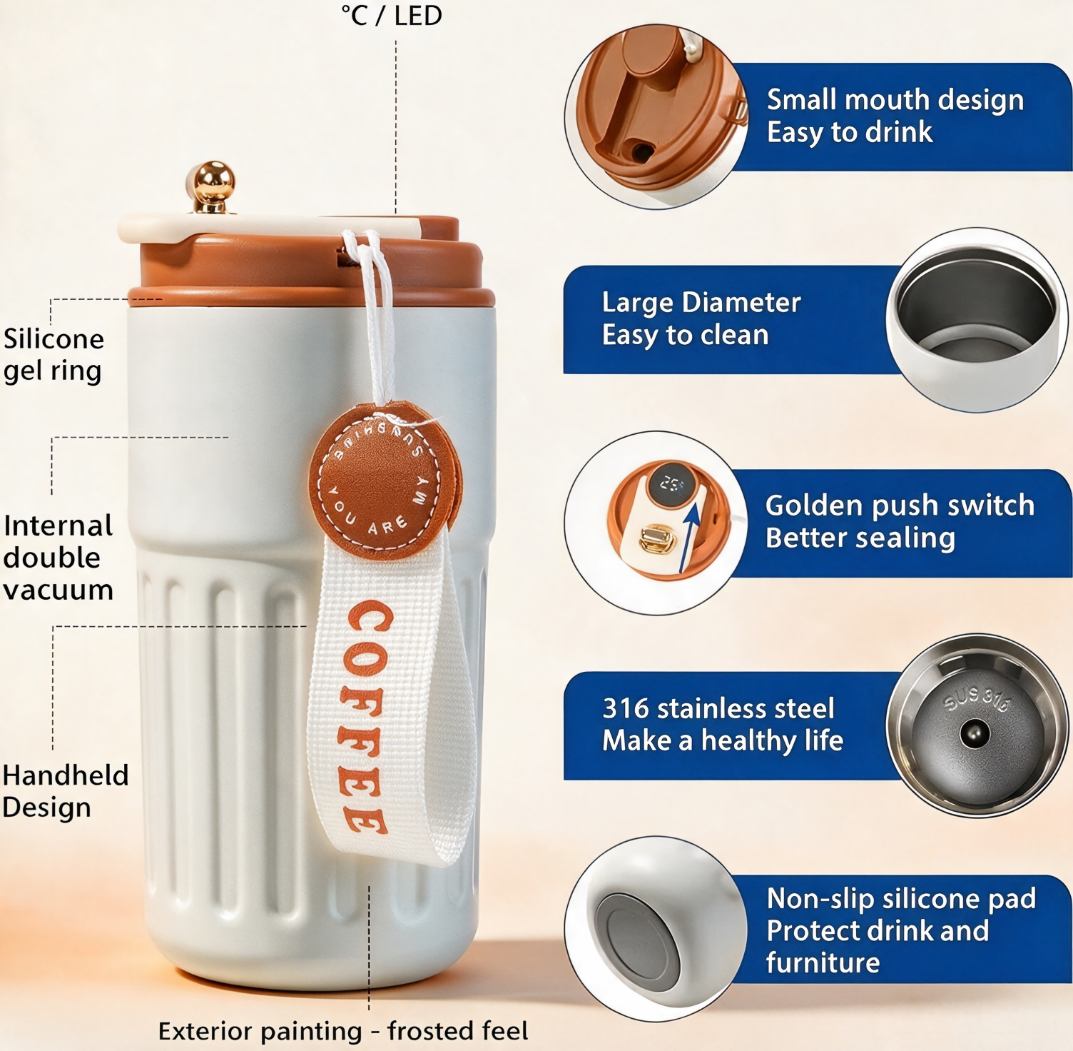 Smart LED Display Thermo Travel Mug 450ml 3