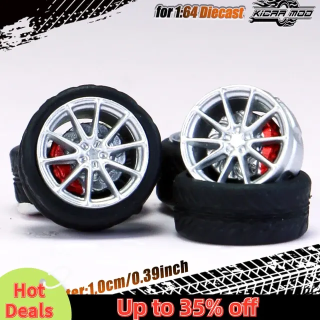 1:64 Model Car Rubber Tire Wheels, 10mm 4