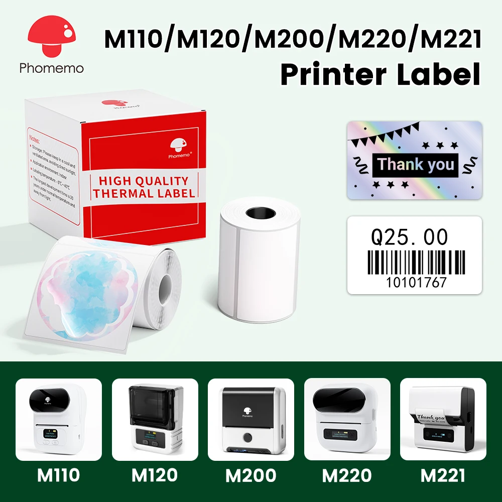 Phomemo M110 M220 M108 M221 Drucker Thermo-Etikettenaufkleber 30–70 2