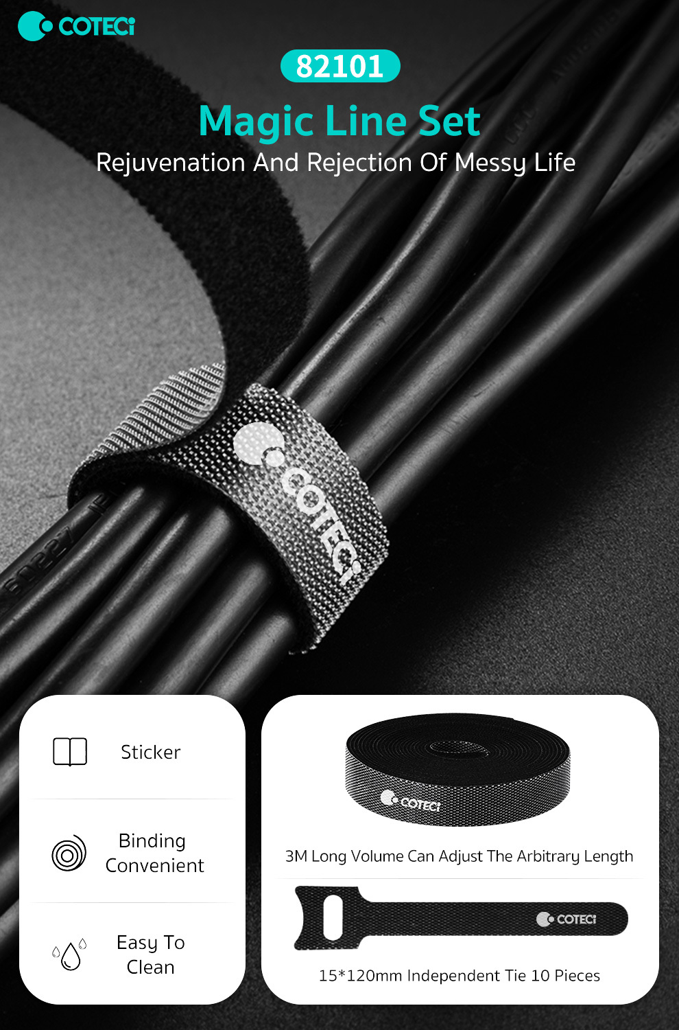 Self-Adhesive Magnetic Cable Organizer Set 2