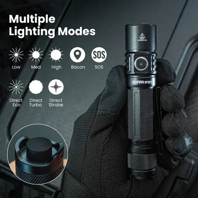 Tactical Flashlight 3800 lm USB-C Battery 2
