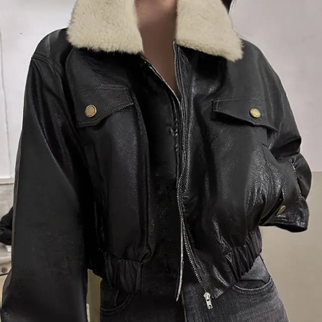 Lederjacke mit Fellkragen 1