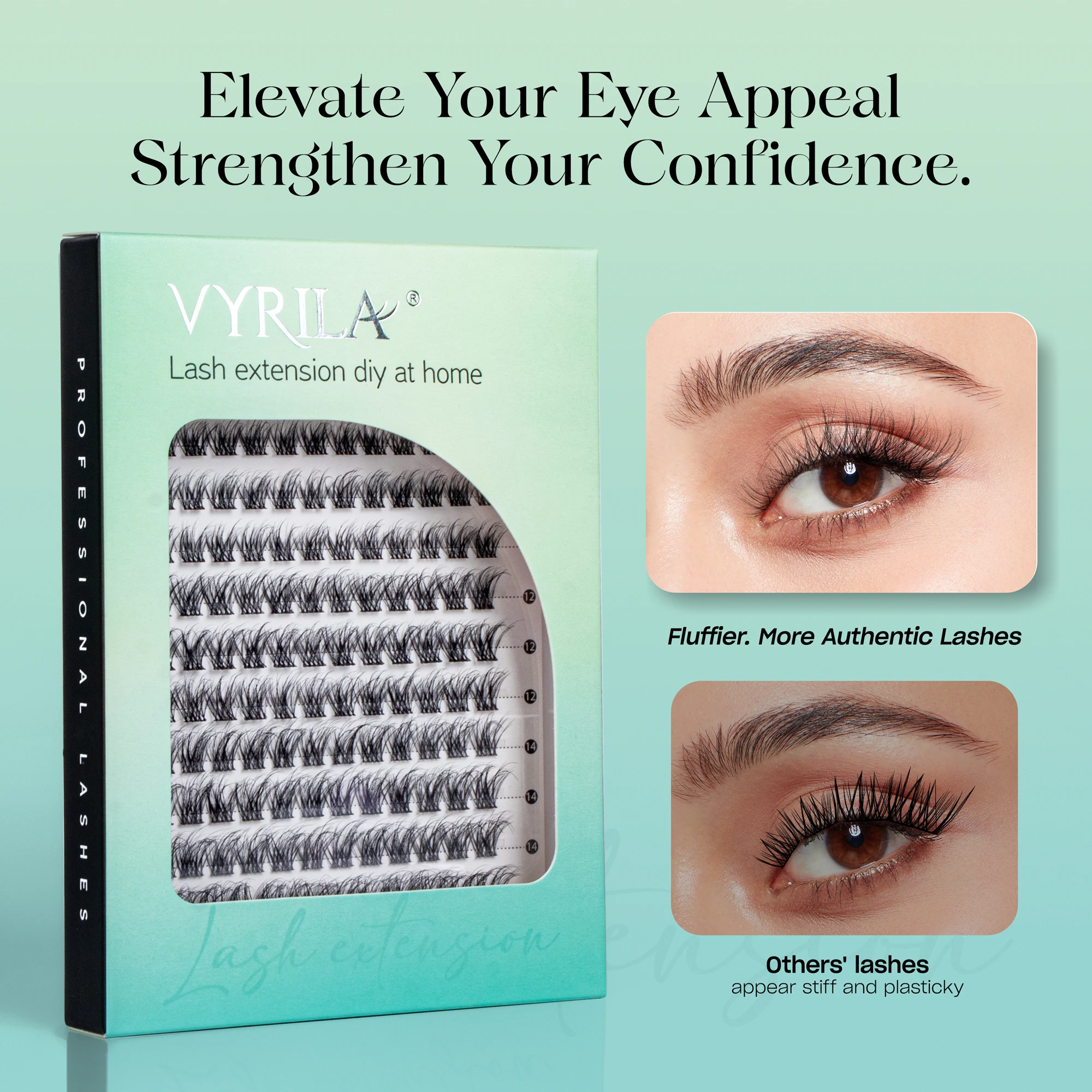 Einzelne Wimpern-Cluster C-Curl-Mix 3D-Wimpernverlängerung 0 1 mm Superdünnes 2