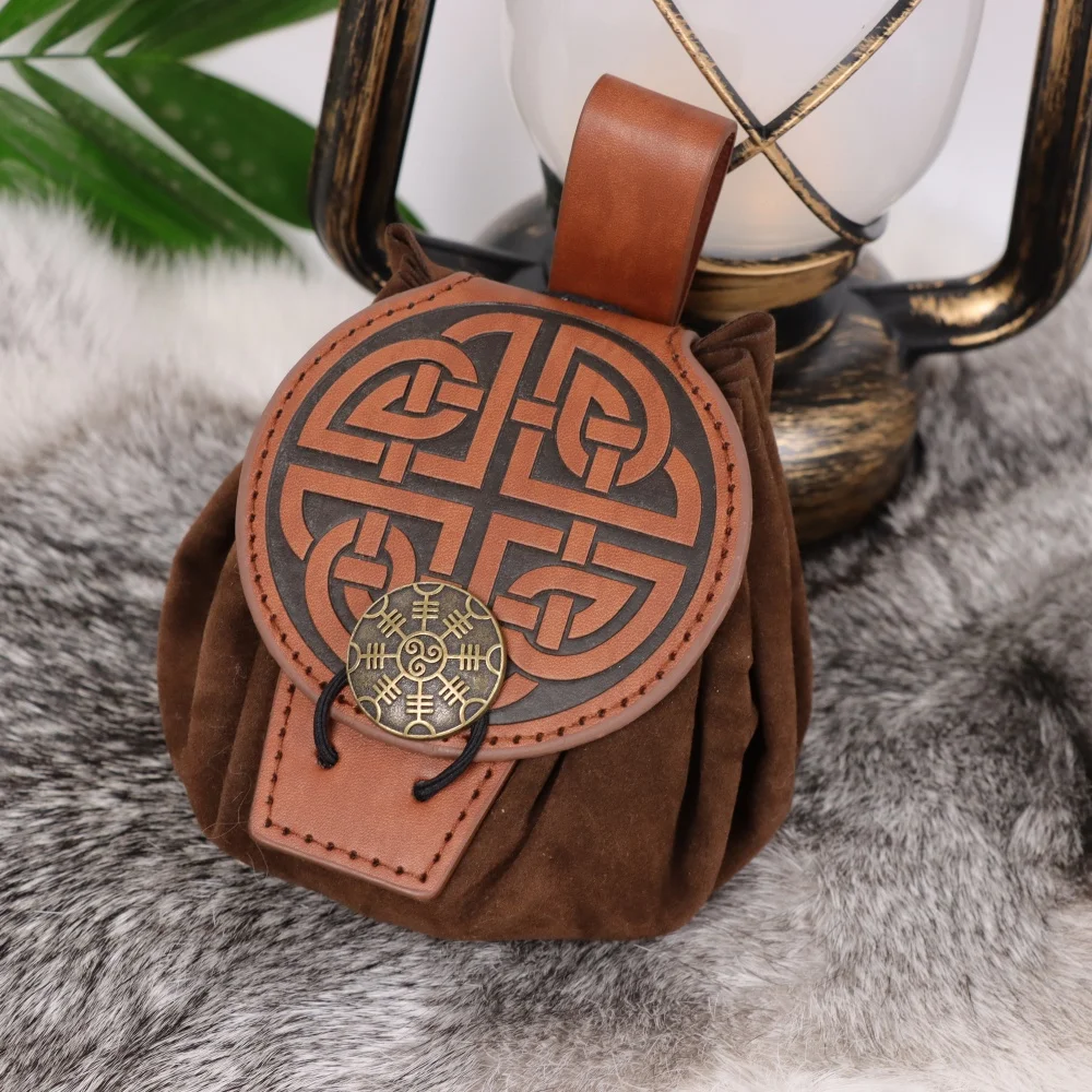 Mittelalterliche Gürteltasche aus Geprägtem Kunstleder Retro-Renaissance-tragbare Hüfttasche Münzgeldbörse 2