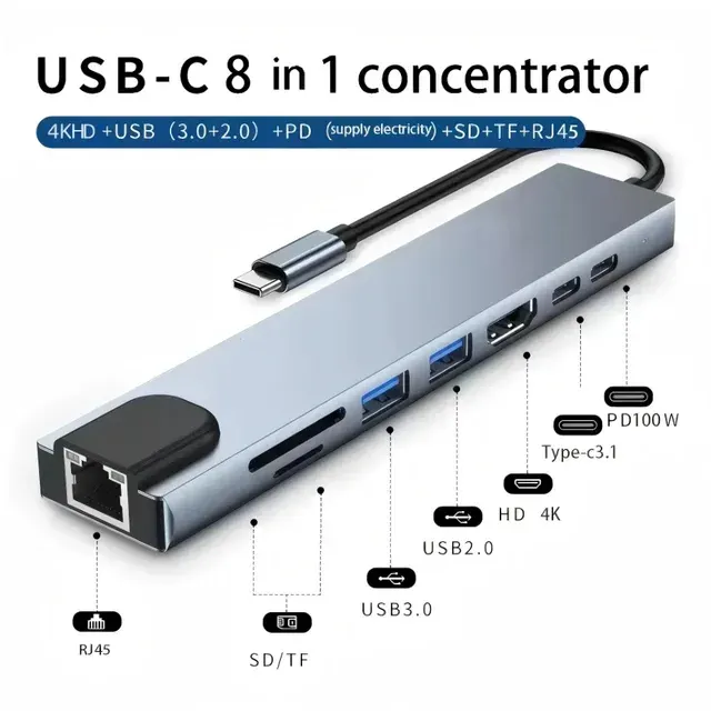 USB-C Dockingstation mit 4K HDMI und RJ45 1