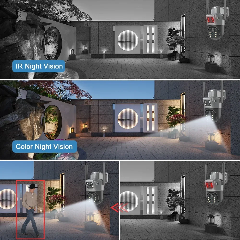 4K 8MP Kabellose Dual-Video Dual-Objektiv WLAN-Videoüberwachung Solarbetriebene HD 4