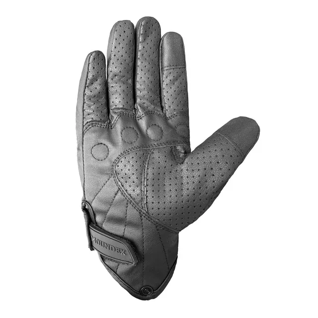 Perforated Retro Leather Motorcycle Gloves 2
