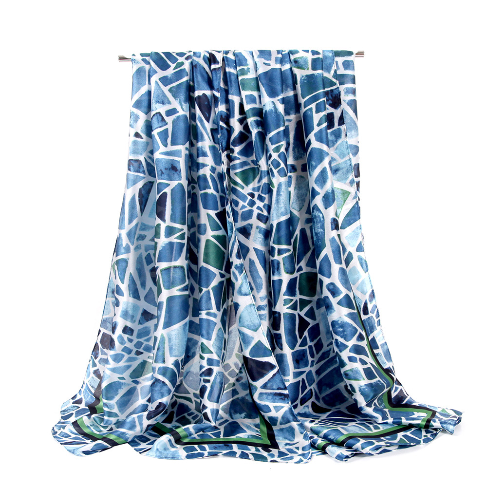 Thin Silk Scarf with Geometric Print