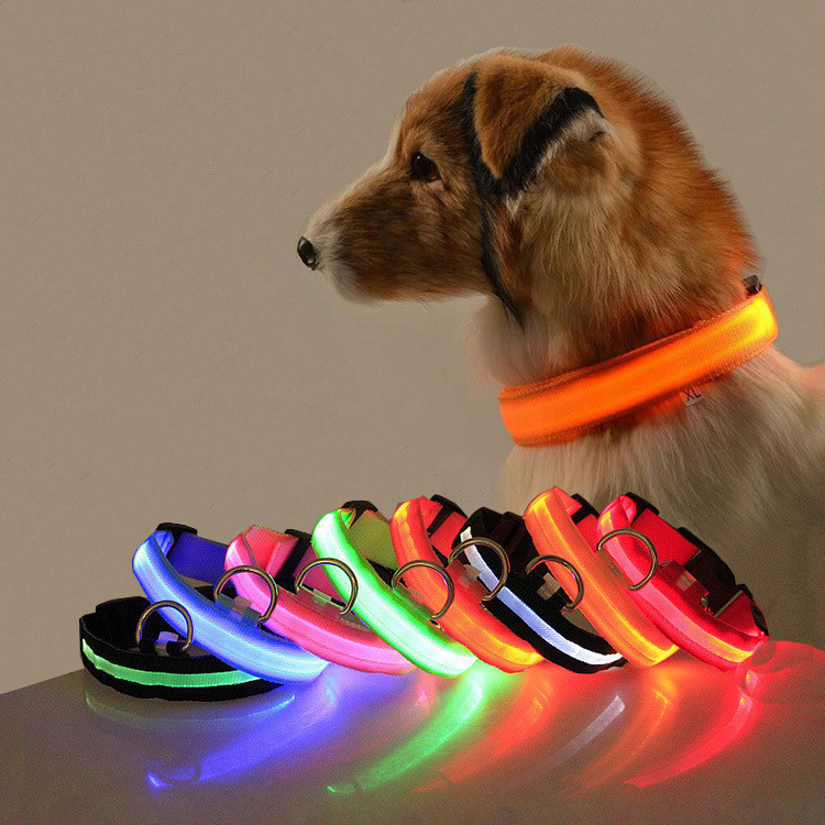 Mehrfarbiges LED-Haustierhalsband mit USB