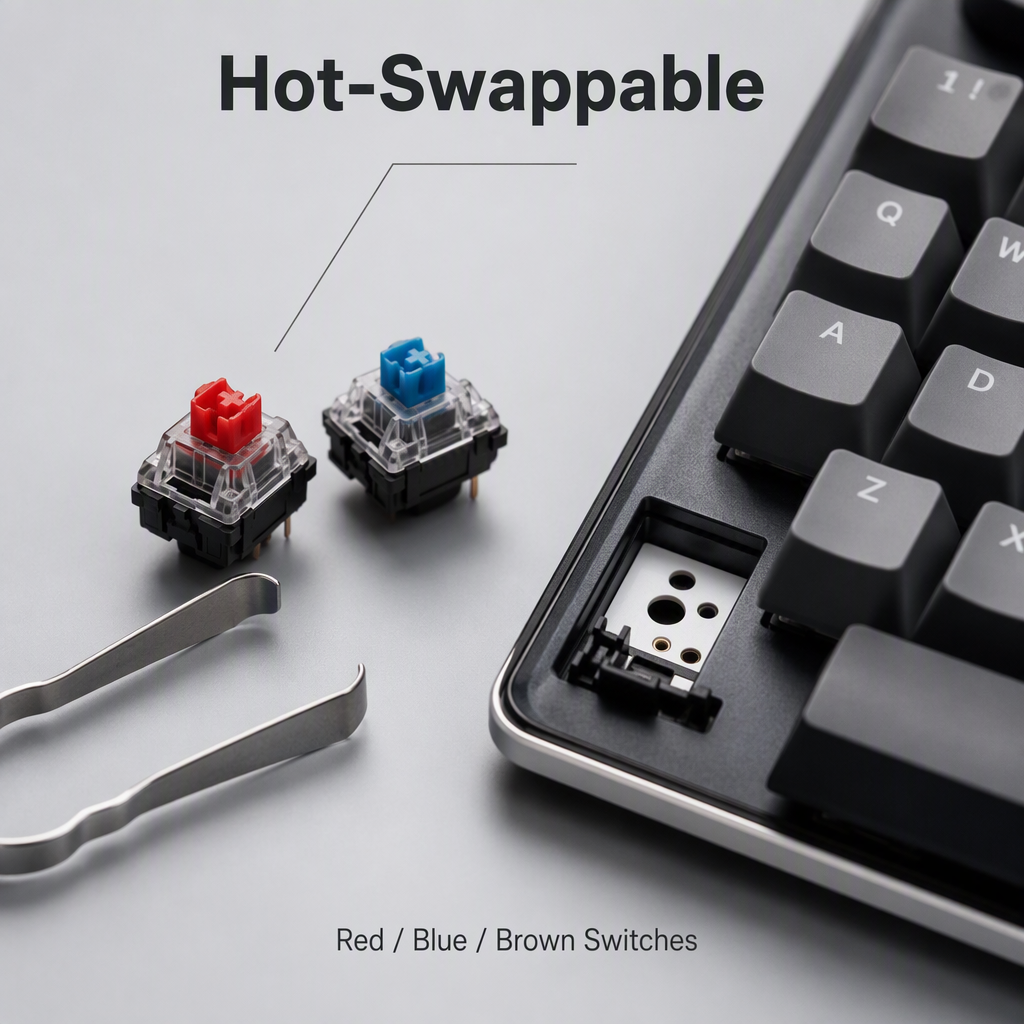 68 Key Tri-Mode -Swappable Mechanical Gaming Keyboard RGB 3