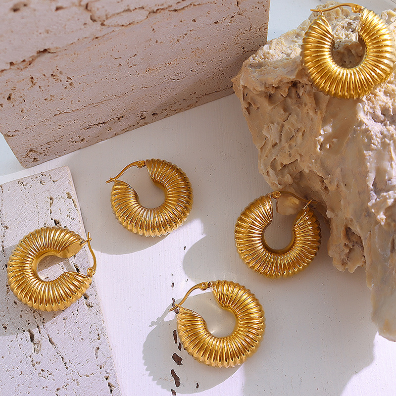 Thick Gold Plated Chunky Statement Hoop Earrings 4