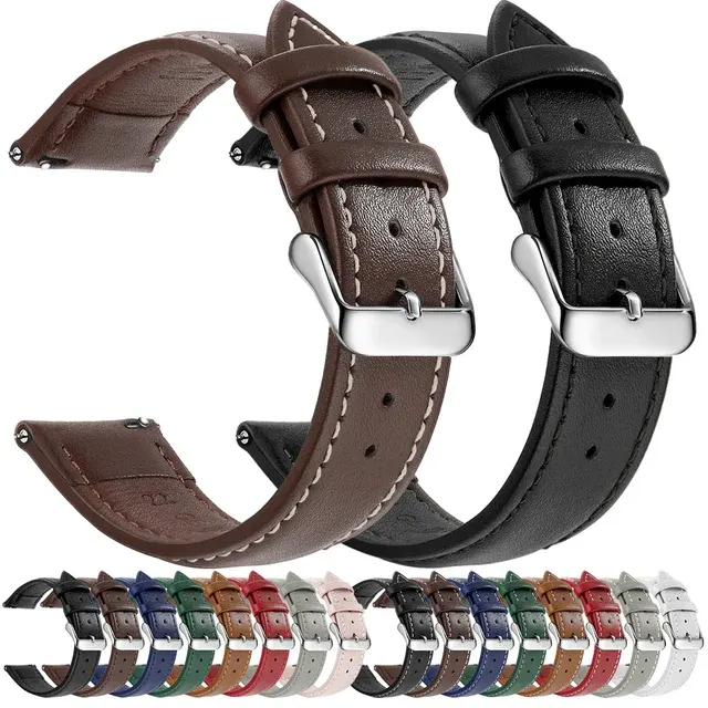 Echtleder-Uhrenarmband, Schnellverschluss, 18–22 mm 2