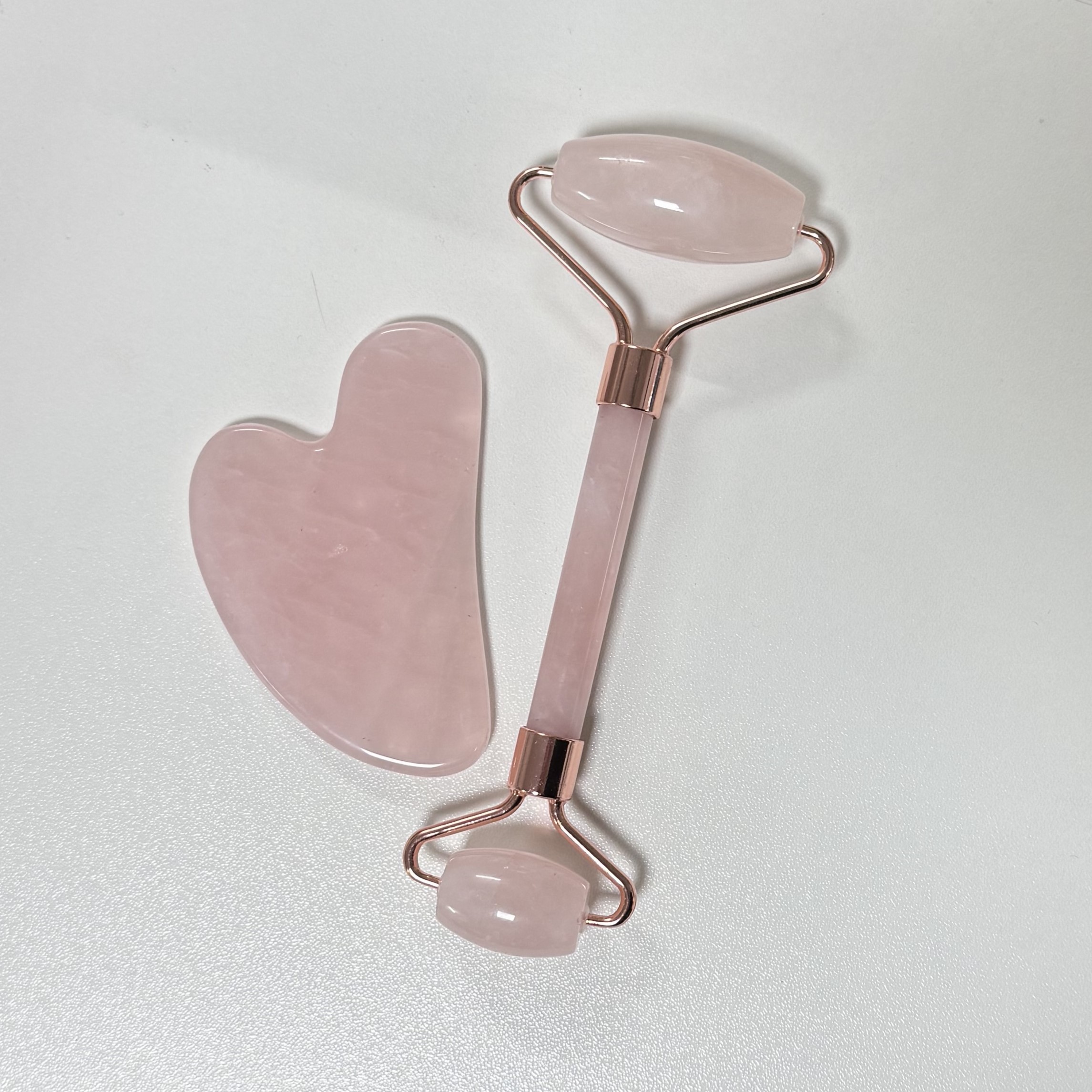 Rose Quartz Facial Roller Gua Sha Set