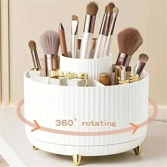 360° Rotating Makeup Organizer with 5 Compartments 2