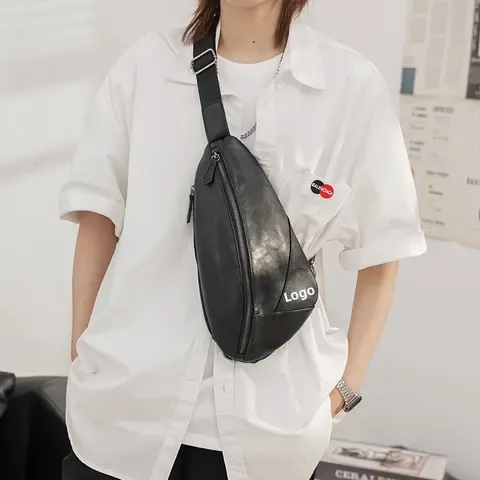 Unisex PU Leather Sling Chest Bag