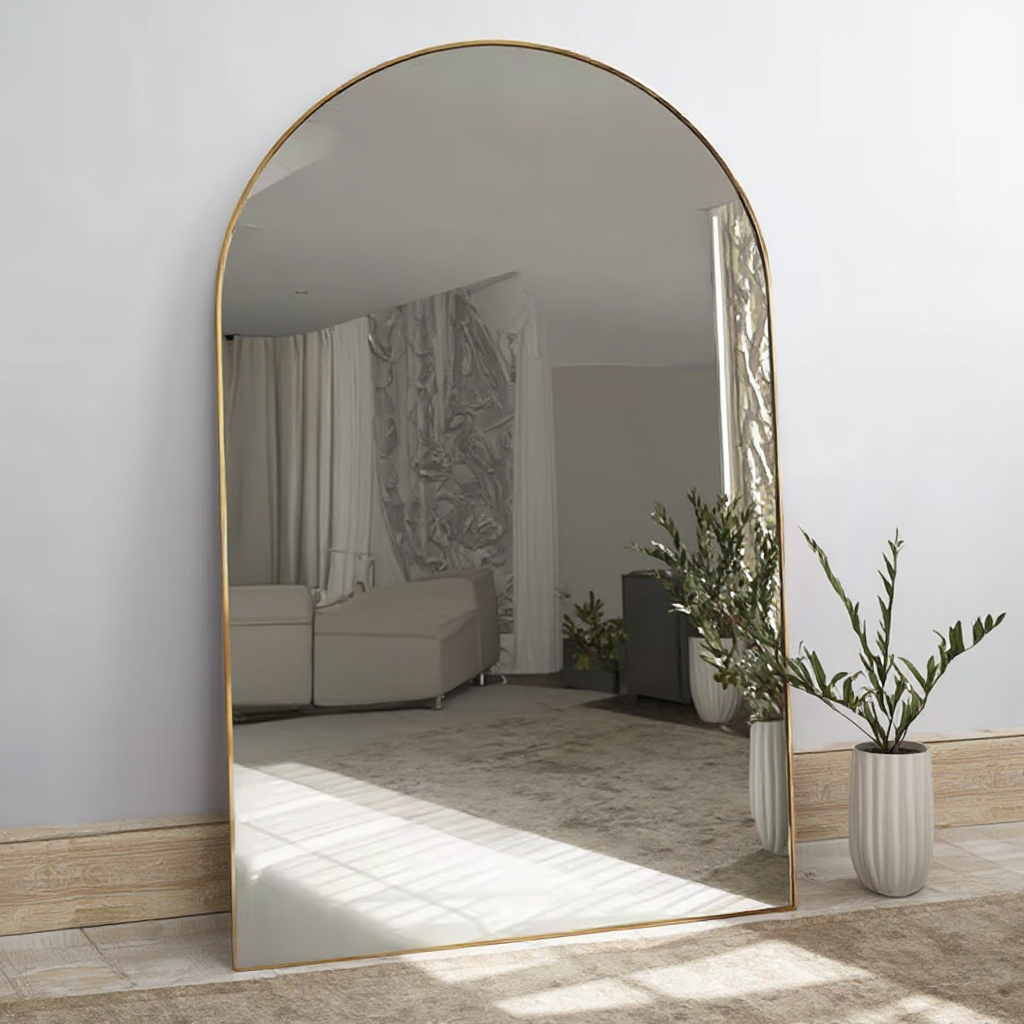 Large Aluminum Arch Floor Mirror