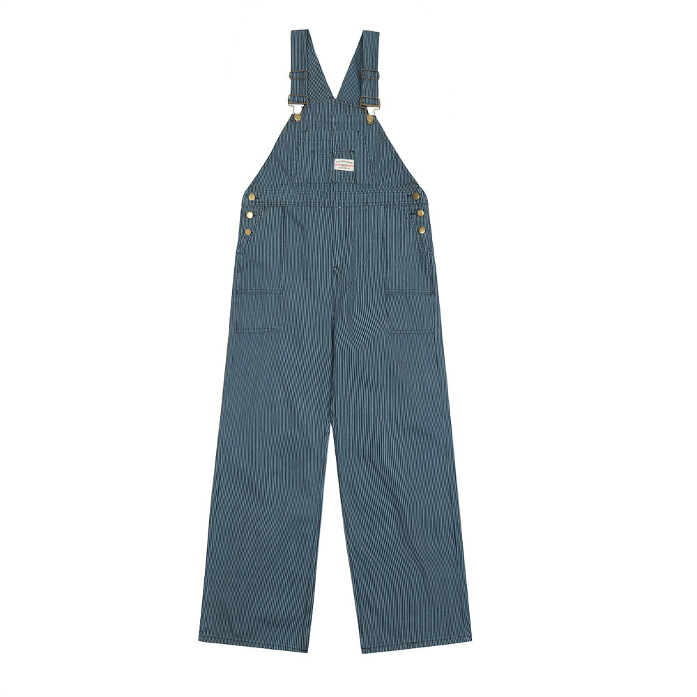 Vertical Stripes Working Bib Pants Men