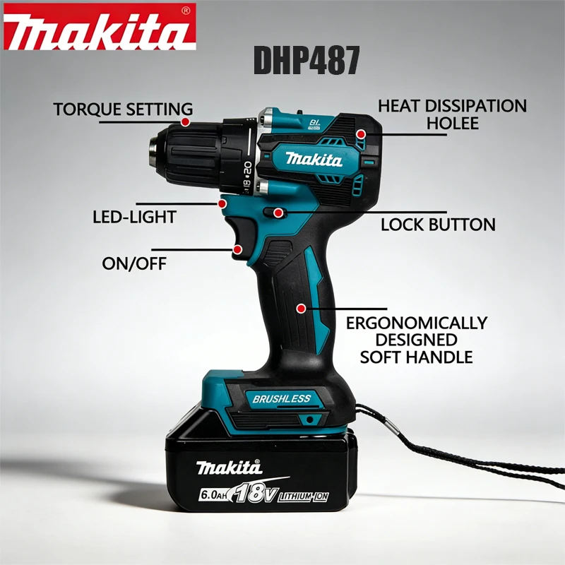 18V Brushless Cordless Drill Driver 10mm 4