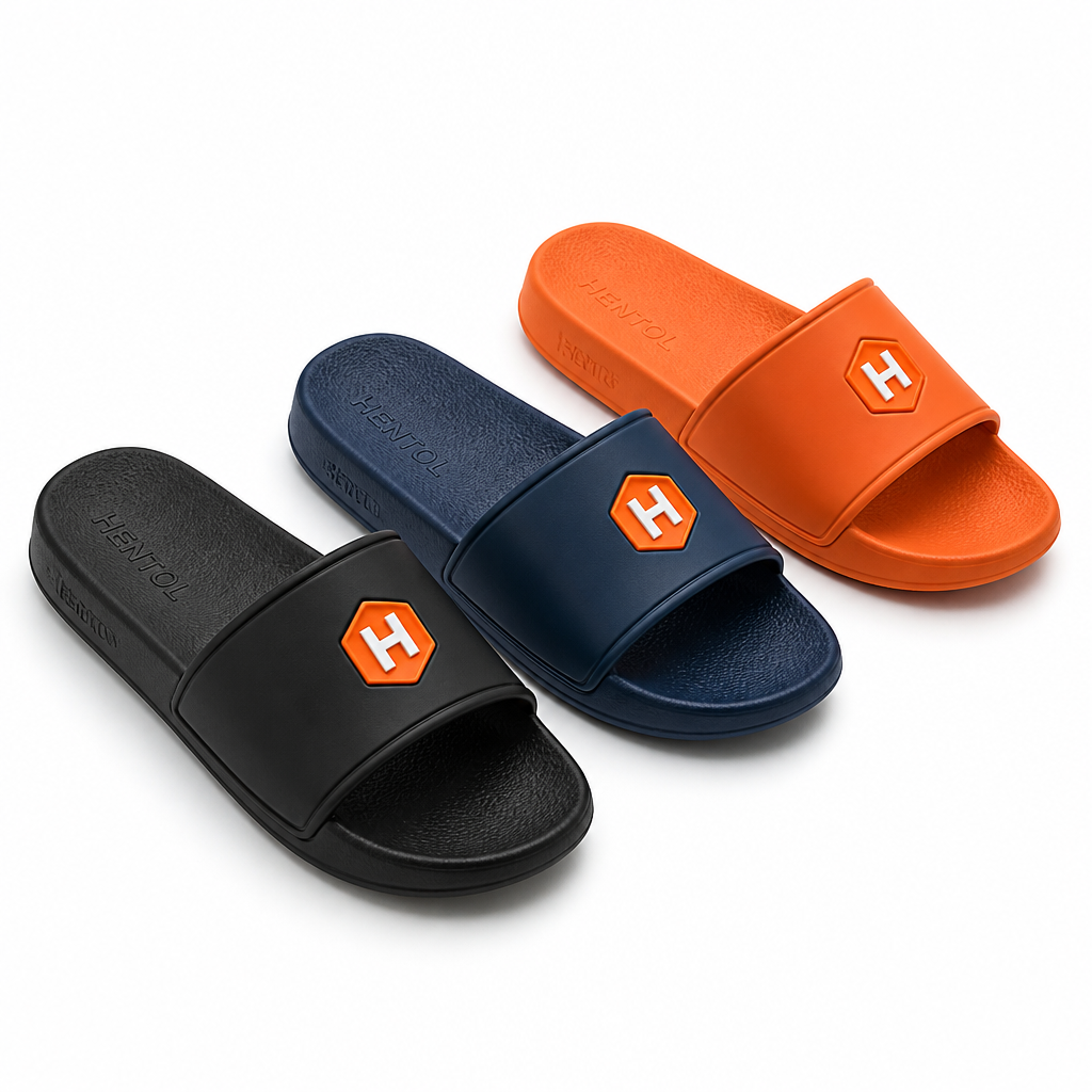 Black PU Hotel Slide Sandals Breathable